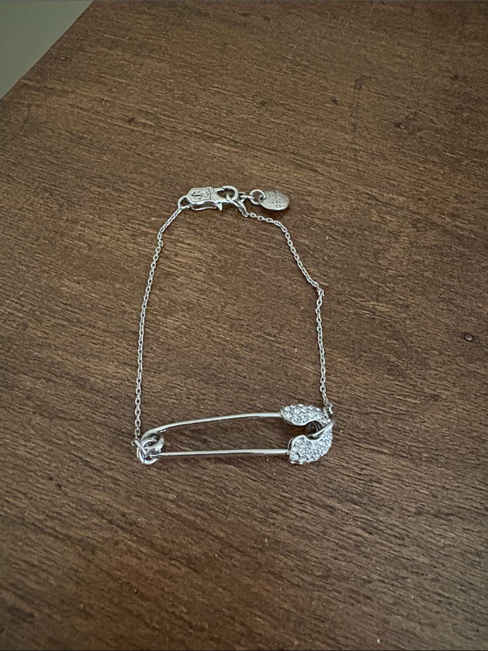 Juicy Couture Safety Pin Bracelet with Crystal Accents - Silver color